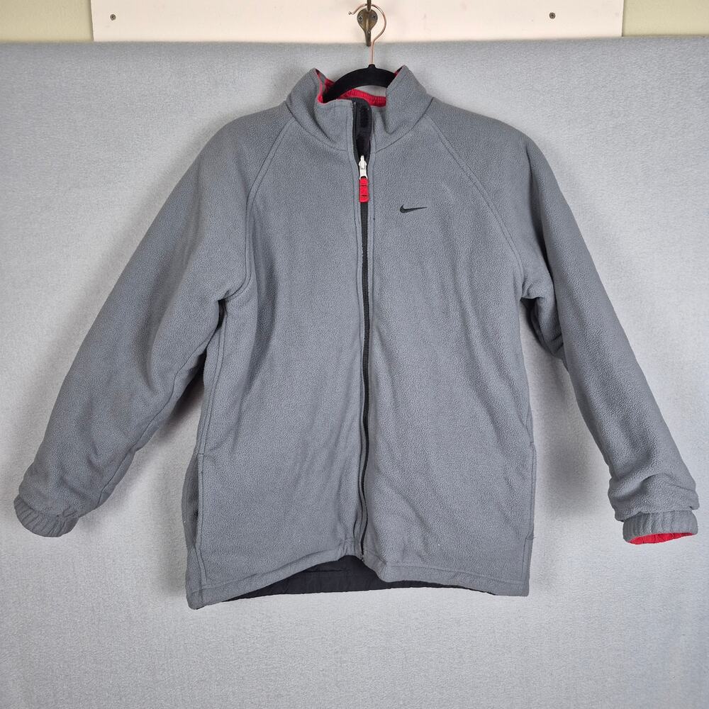Vintage Nike Youth Size L Reversible Jacket Black Red Colorblock Sporty Winter - Picture 8 of 9